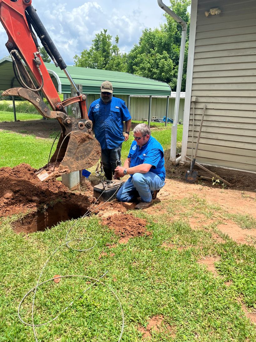 Operators repairing leak